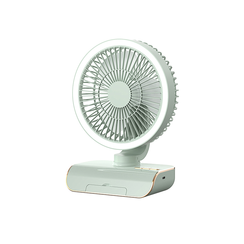 Rechargeable Battery Fan with LED circle light
